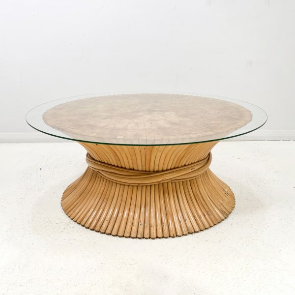 Midcentury Wheat Sheaf Coffee Table by McGuire c.1970